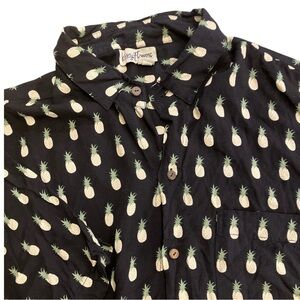 Kenny Flowers Mens Hawaiian Shirt XL Pineapple Black Limited Edition‎ Luau